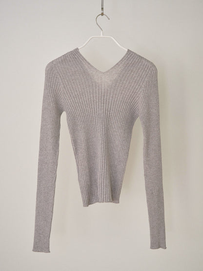 MARAN Double V-neck Rib Pullover - Gray 商品画像19/19