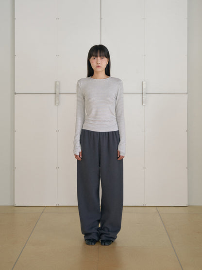 Rib Stripe Long Sleeve - Ivory 10