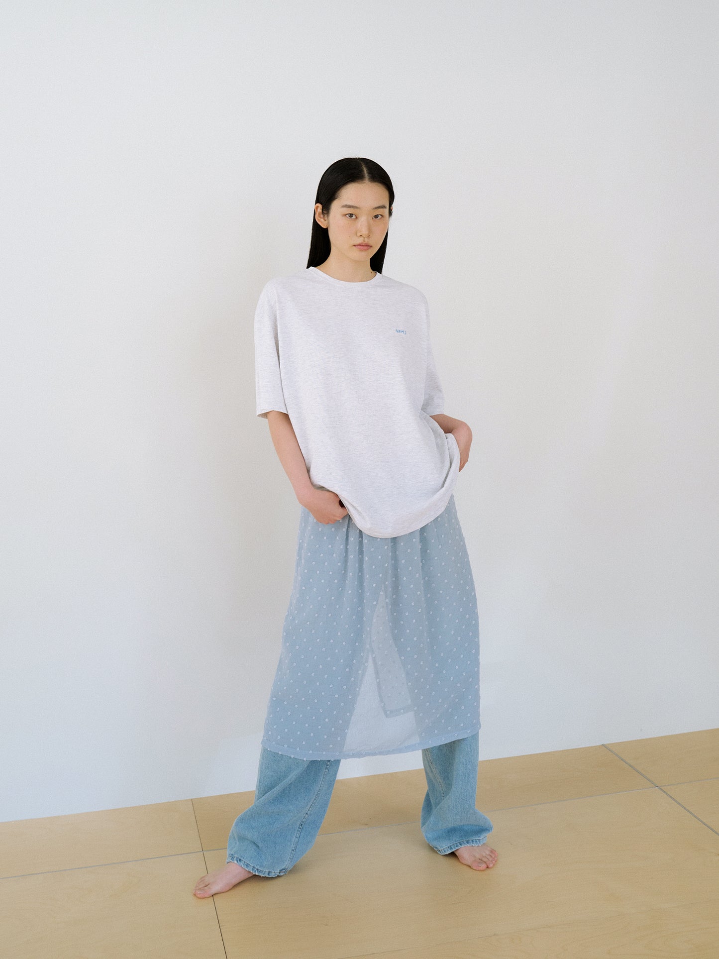 Dot Printing Short Sleeve - Light Gray