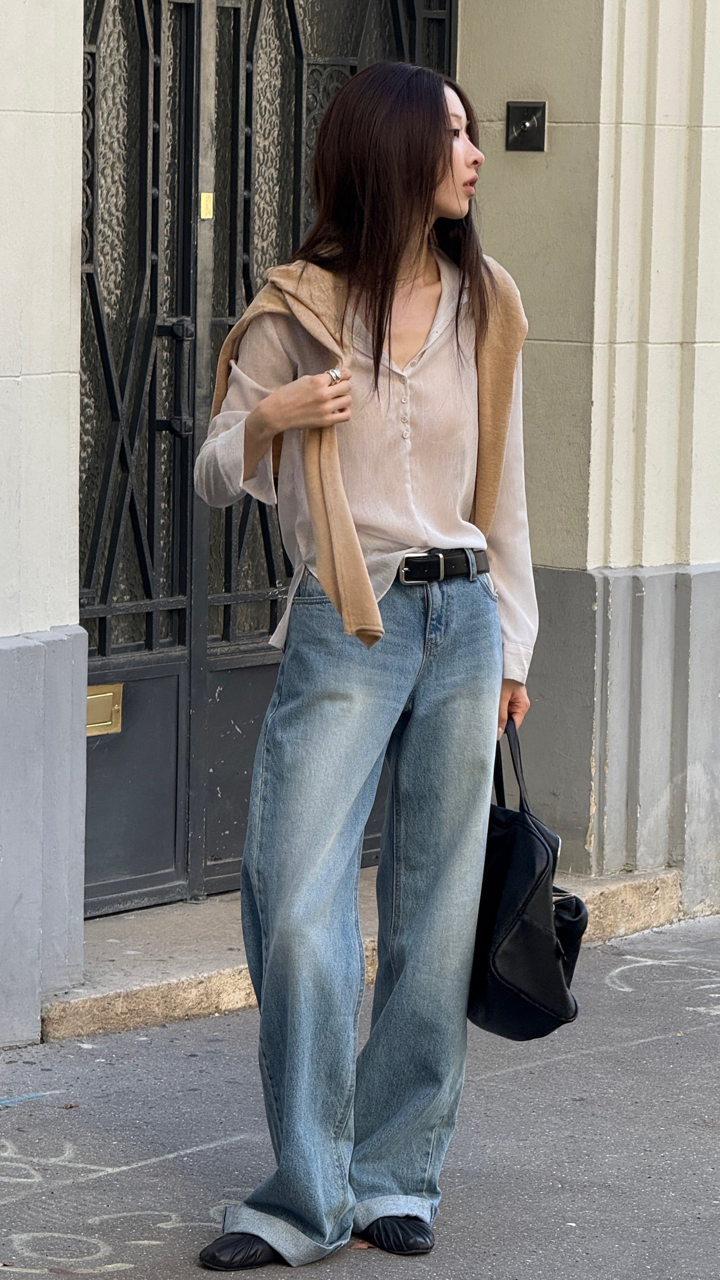 Merino Wool V-neck Knit