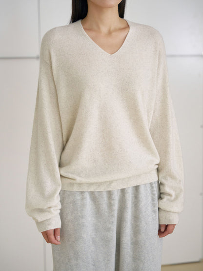 MARAN Cashmere Blend V-neck Pullover - Oatmeal 商品画像14/21