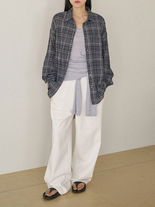 Check Wire Shirt - Navy 2