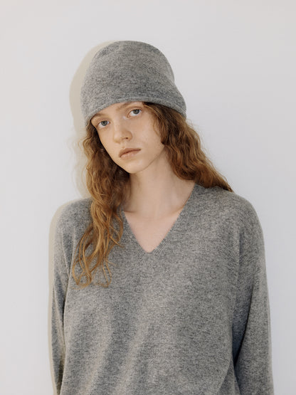 Cashmere Blend V-neck Pullover - Gray 2