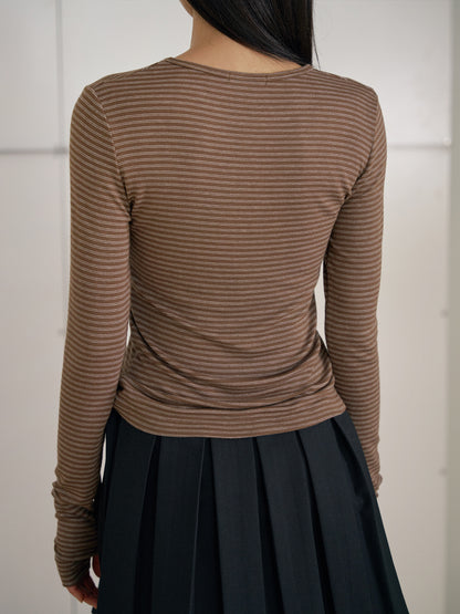 MARAN Rib Stripe Long Sleeve - Brown 商品画像13/21