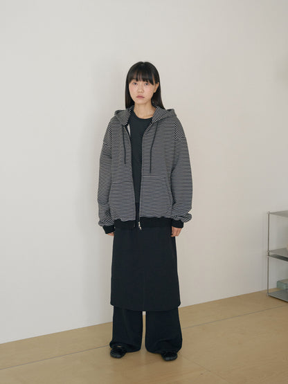 Stripe Hoodie Zip-up - Black 8