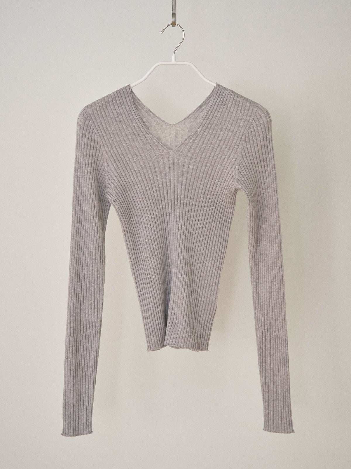 MARAN Double V-neck Rib Pullover - Gray 商品画像16/19