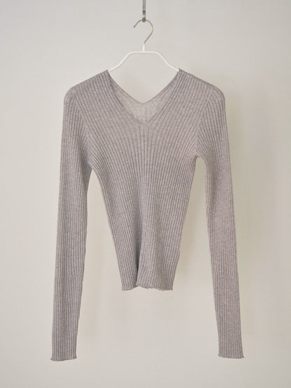 MARAN Double V-neck Rib Pullover - Gray 商品画像16/19