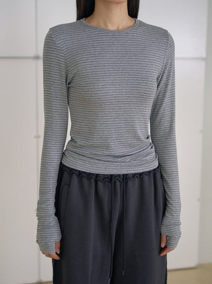 MARAN Rib Stripe Long Sleeve - Gray 商品画像14/21