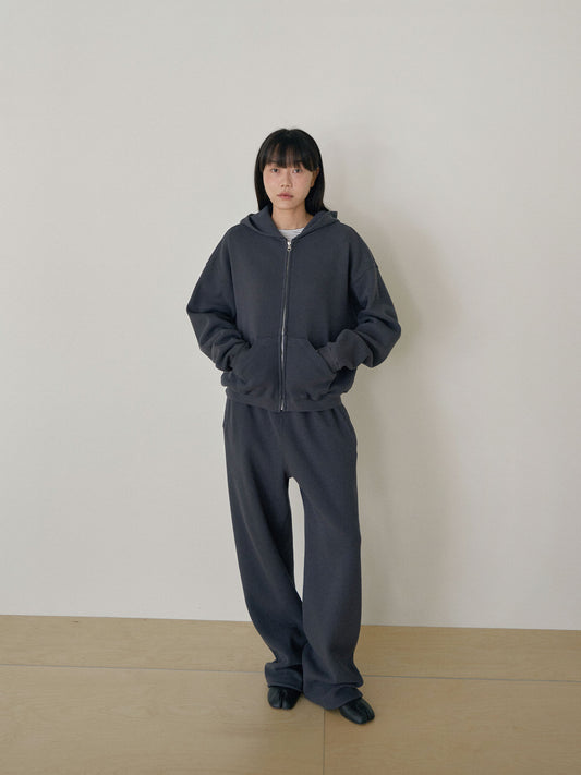 Current Waffle Hoodie Zip-up - Charcoal 4