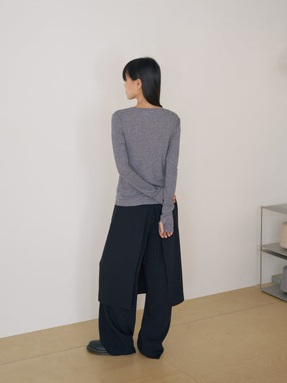 Finger Hole Long Sleeve - Charcoal 4