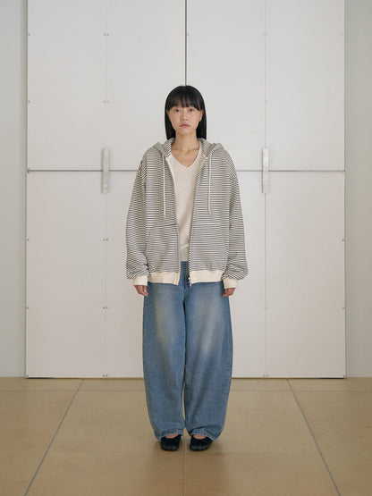 MARAN Stripe Hoodie Zip-up - Ivory 商品画像14/21