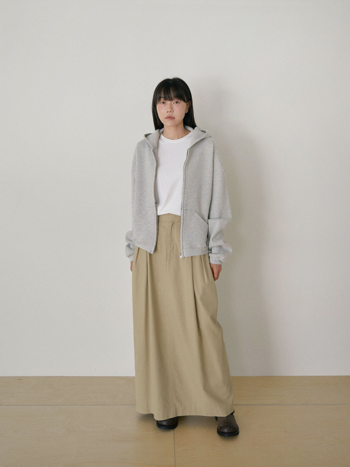 Current Waffle Hoodie Zip-up - Light Gray 7