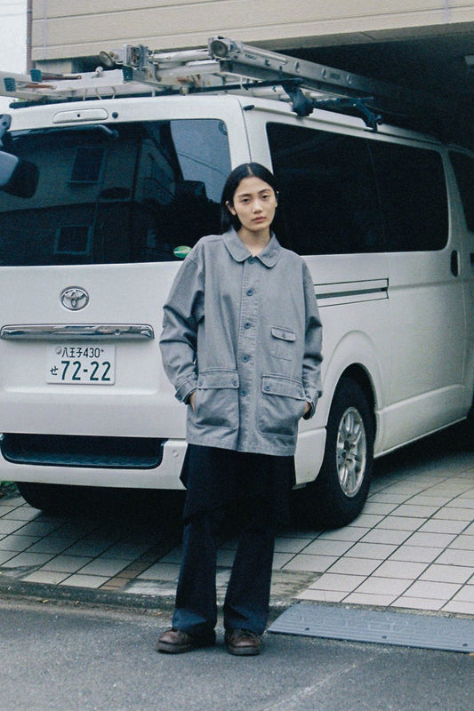 [10/7予約配送] STAR FLORAL WASHED COTTON JACKET, CHARCOAL