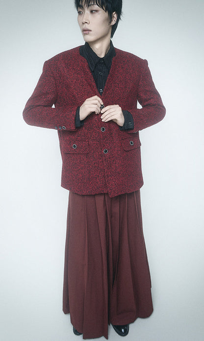 Reculer Lapelless tweed jacket(レッド) 商品画像4/6