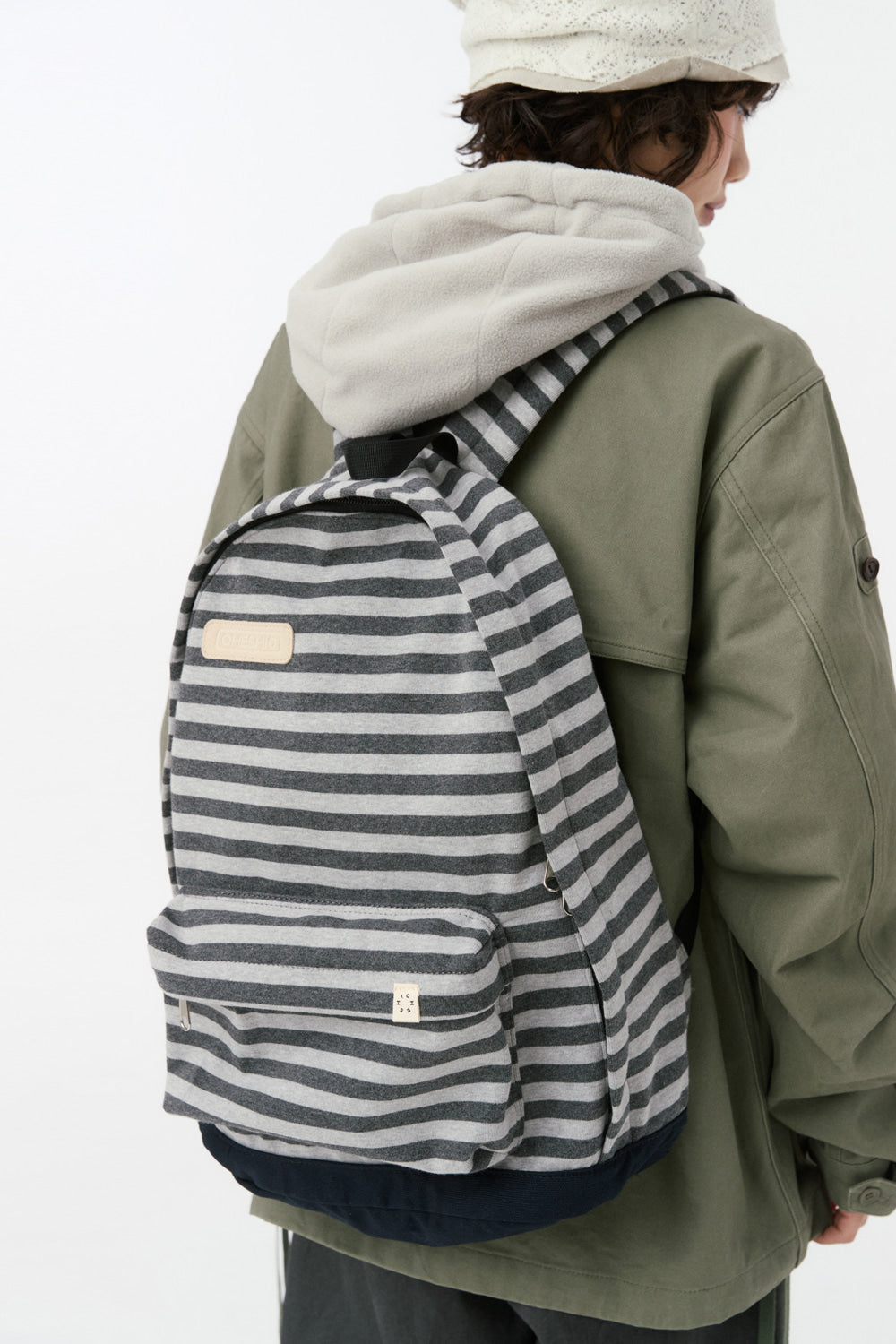 JERSEY STRIPE BACKPACK, CHARCOAL
