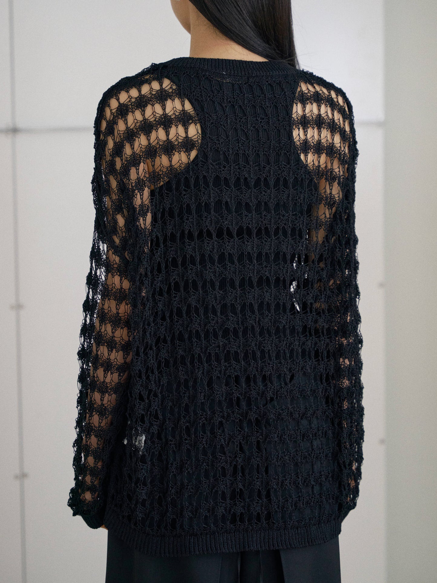 Net Round Pullover - Black