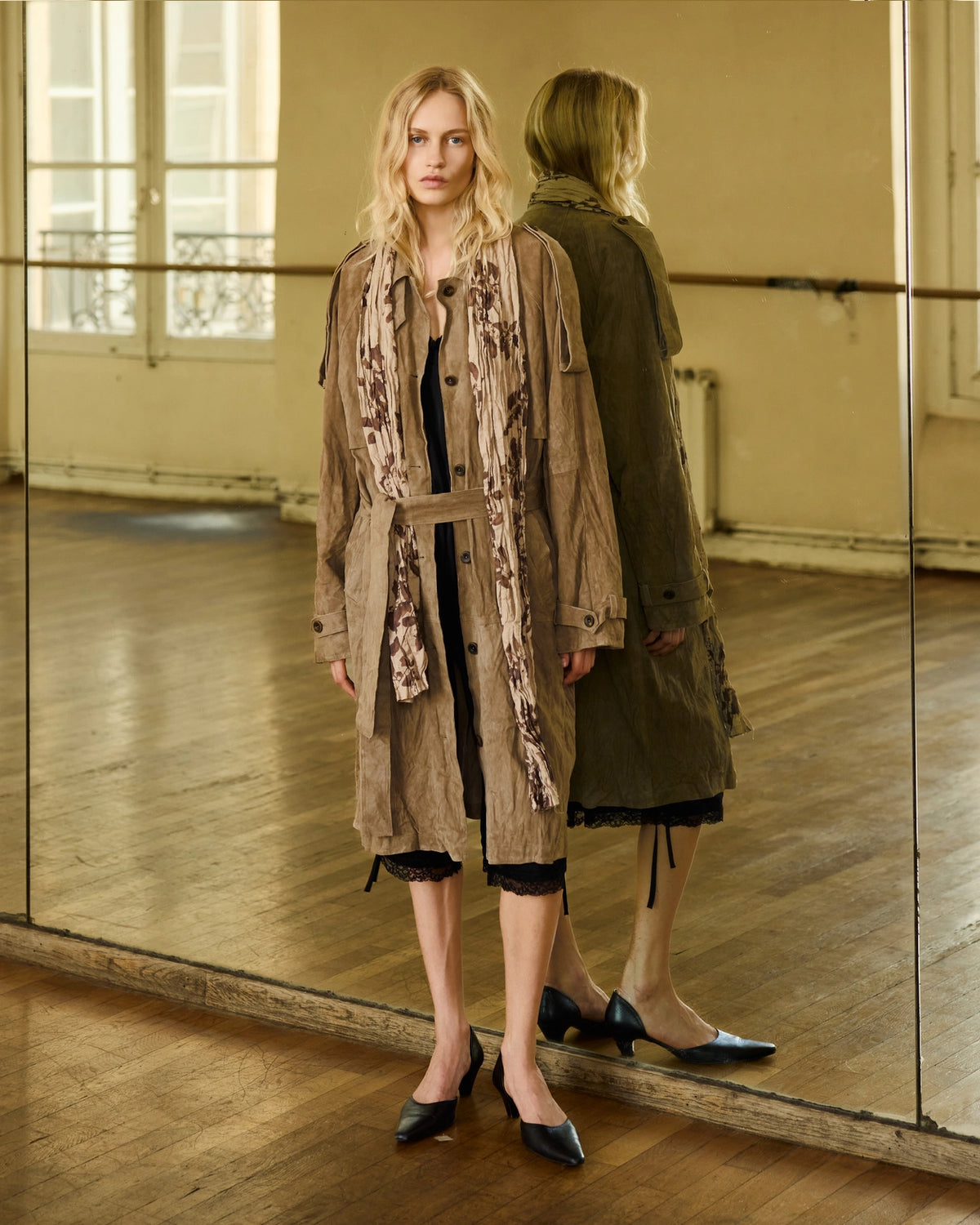Suede Inkle Trench Coat
