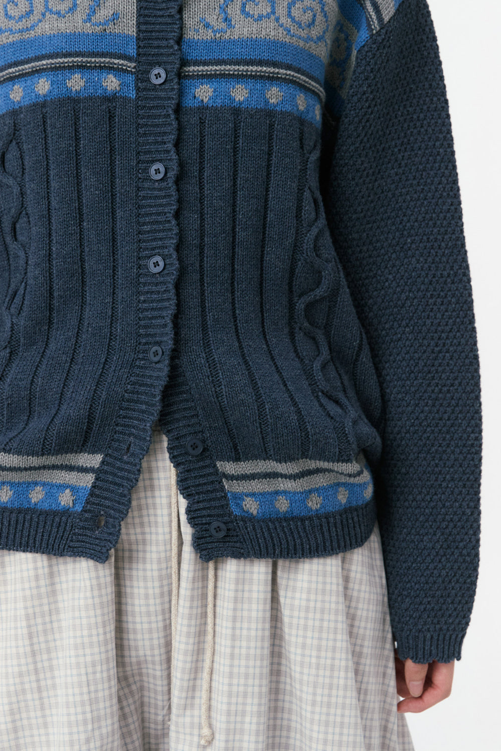 SNAIL GRAPHIC KNIT CARDIGAN, NAVY