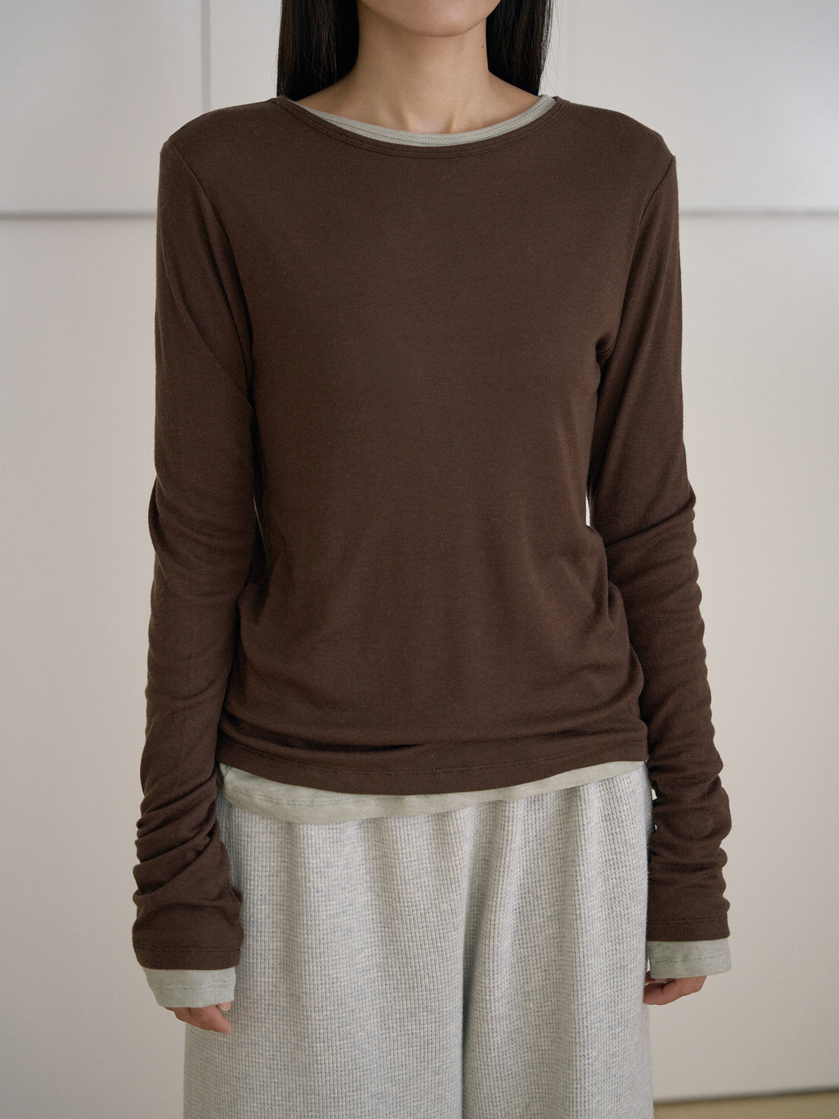 MARAN Finger Hole Long Sleeve - Brown 商品画像14/21