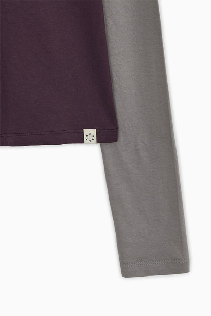 FLORAL LABEL LAYERED T-SHIRT, PURPLE