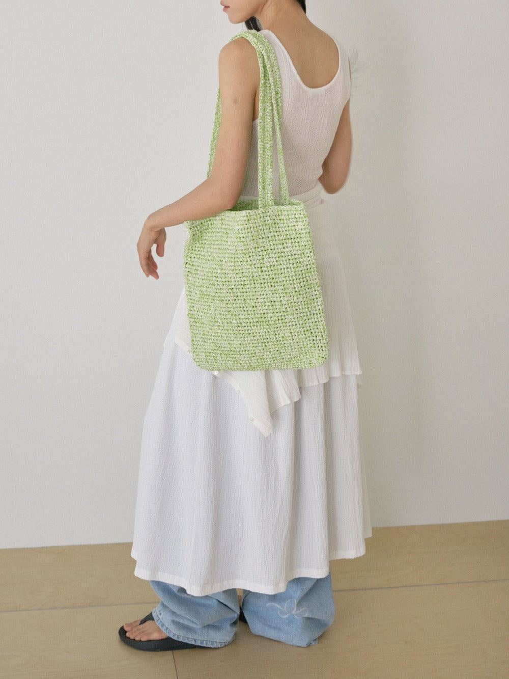 Handmade Paper Knit Bag - Green