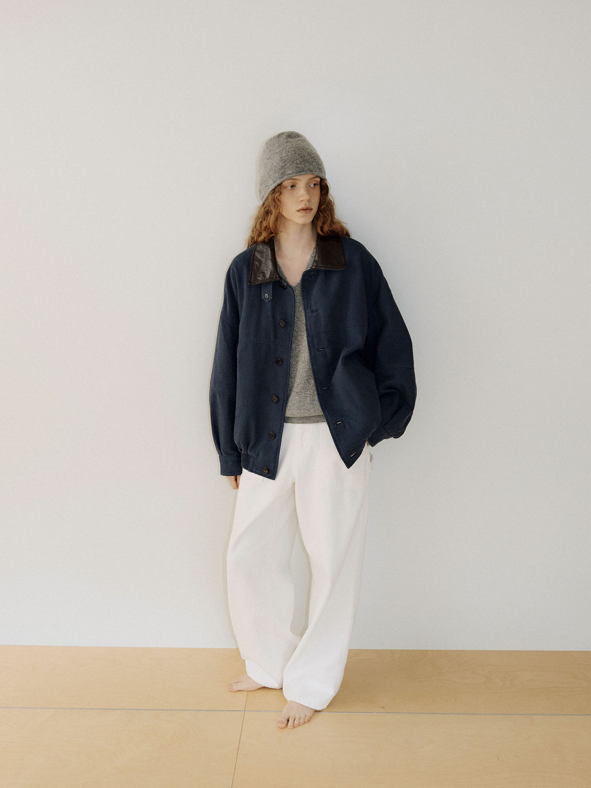 Washed Oxford Blouson - Navy 3