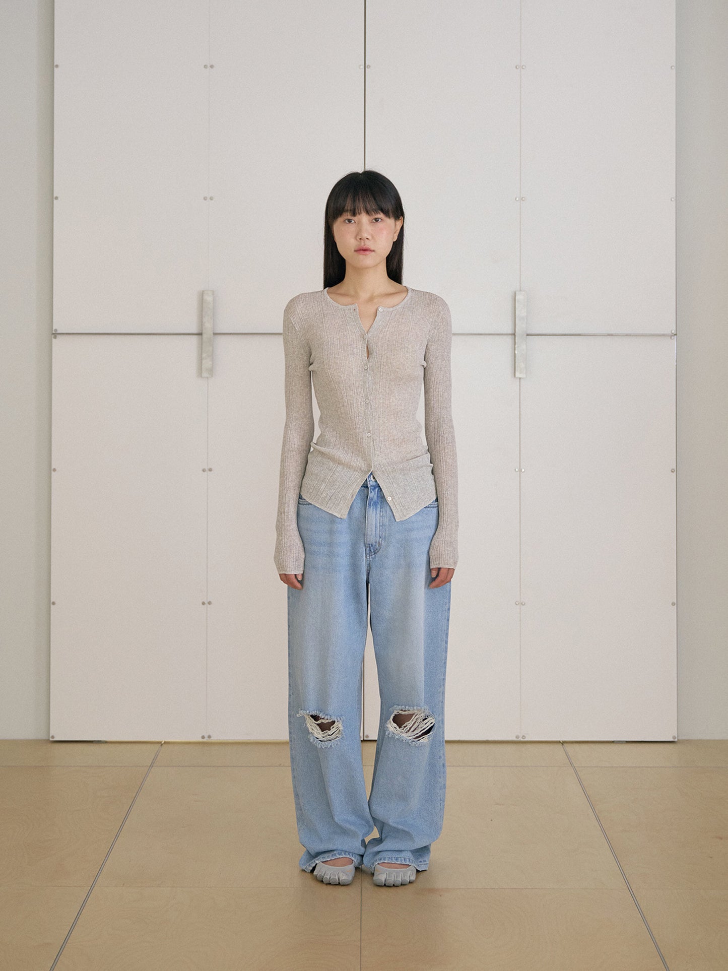 Multi Rib Cardigan - Gray