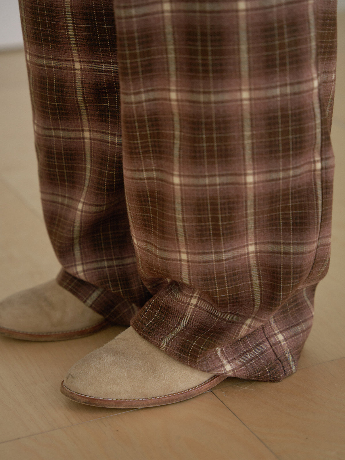 Side String Check Pants - Brown 12
