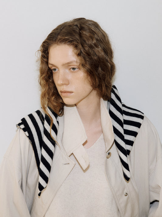 Stripe Square Scarf - Black 2