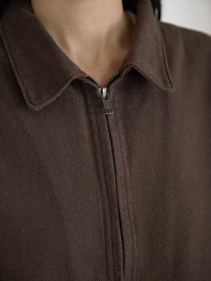 Cotton Twill Crop Jacket - Brown 9