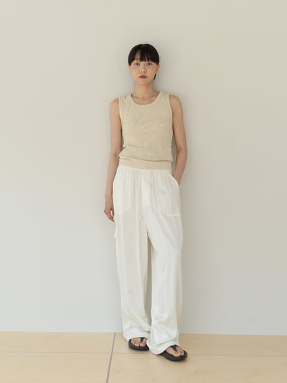 [MARAN] Mei Ribbed Sleeveless - BEIGE