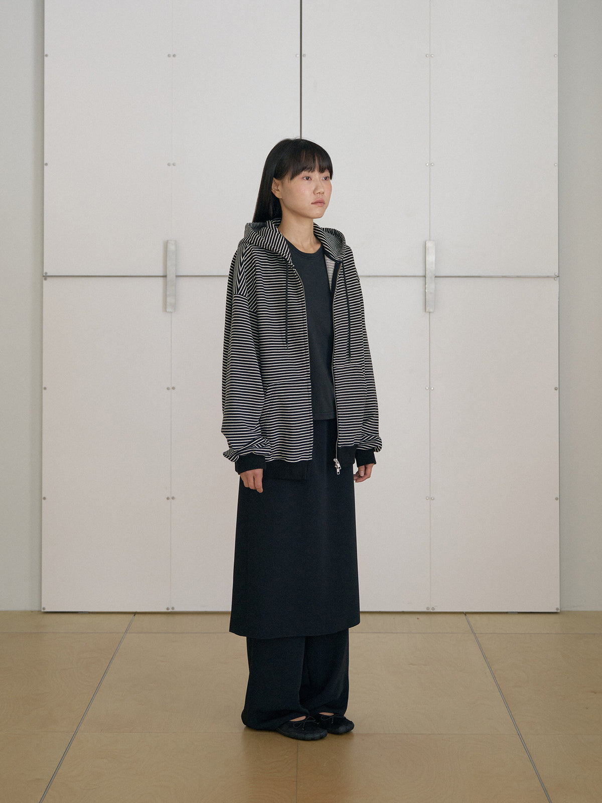 MARAN Stripe Hoodie Zip-up - Black 商品画像17/21