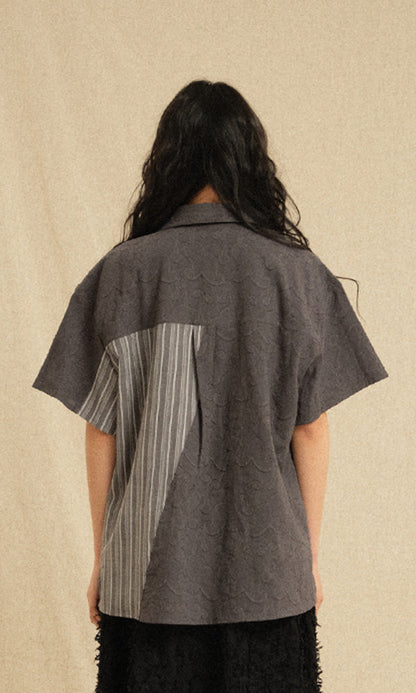 Ethnic Coloring Open Collar Shirts Grey (Ver. 26ss)