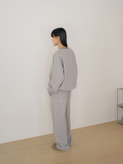Raw Edge Sweatshirt - Gray 12