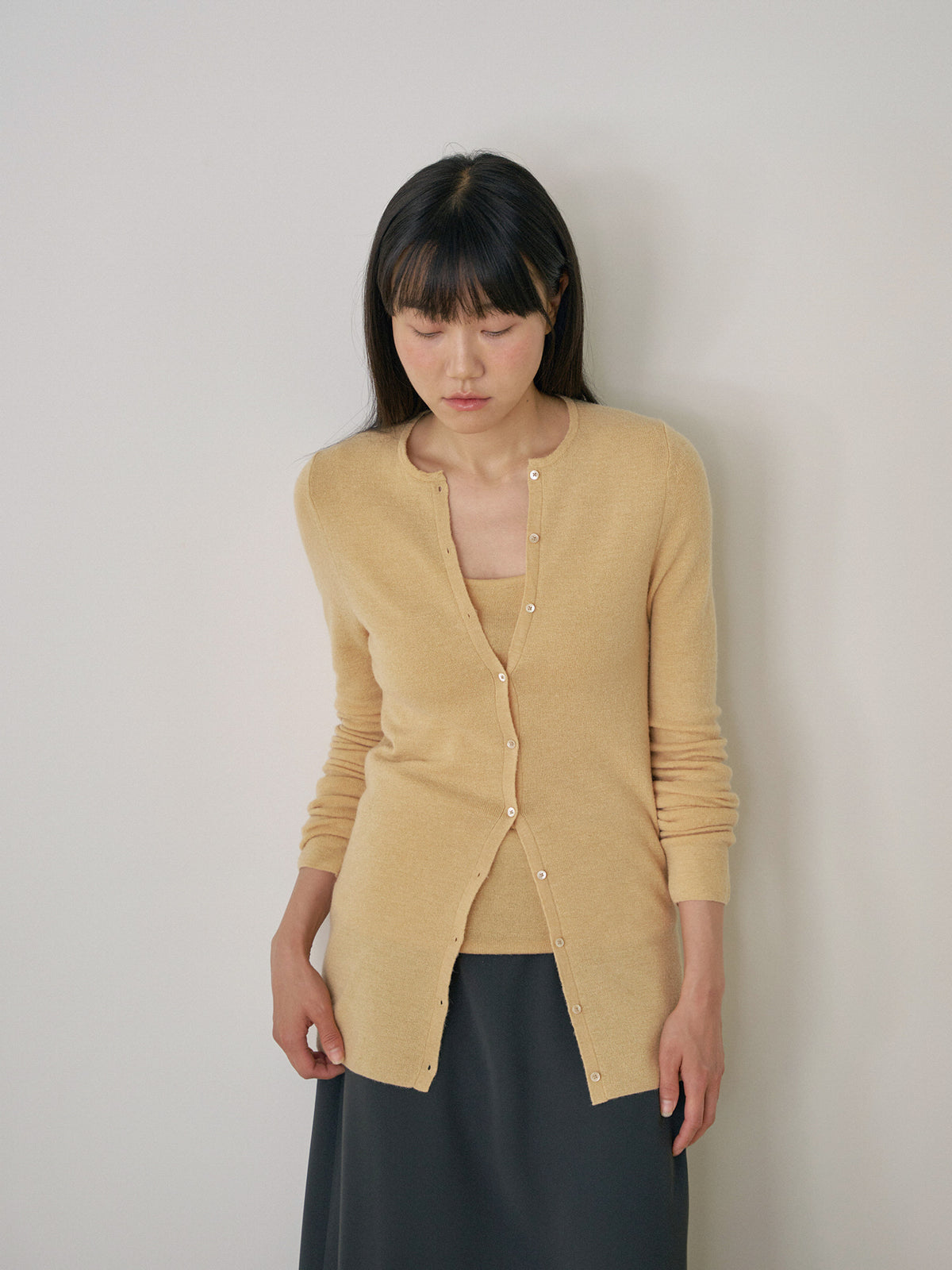 Alpaca Button Cardigan - Beige 3