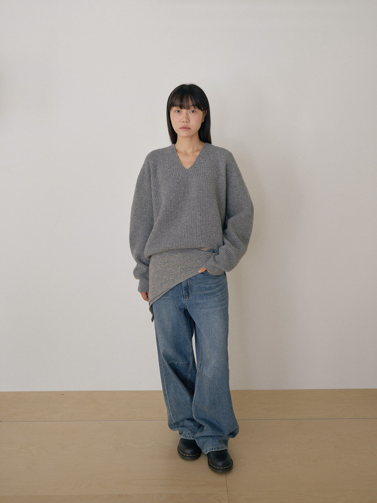 Cashmere Square Scarf - Gray 2