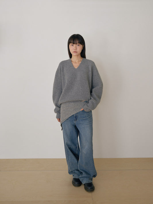 Cashmere Square Scarf - Gray 2