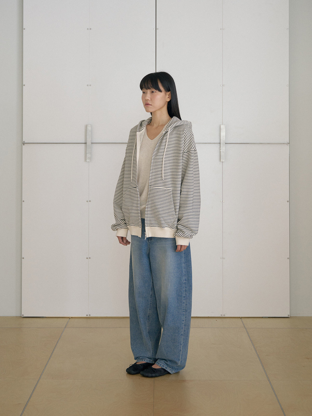 MARAN Stripe Hoodie Zip-up - Ivory 商品画像15/21