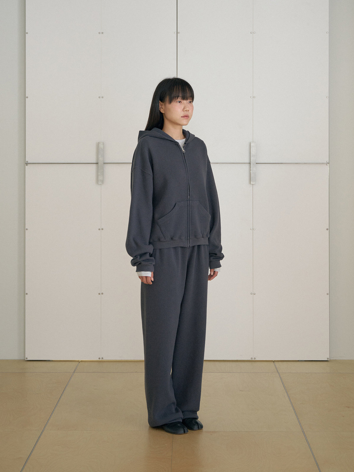 MARAN Current Waffle Hoodie Zip-up - Charcoal 商品画像15/19