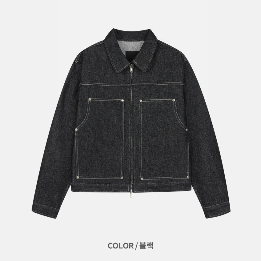 Non-Fade Denim Jacket BLACK flat lay