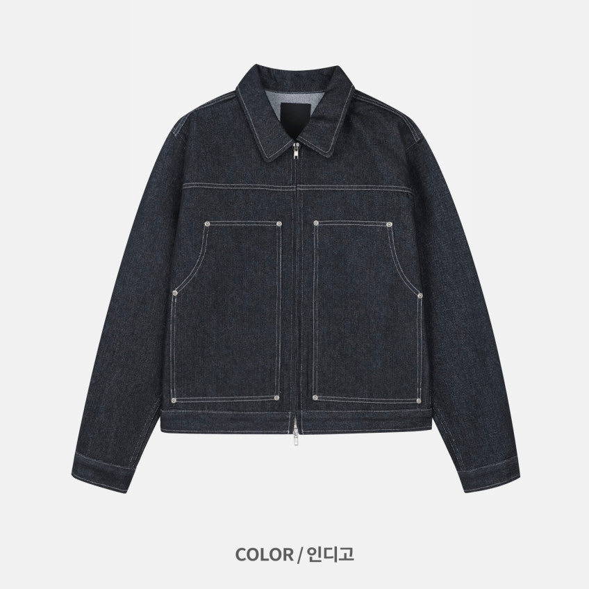 Non-Fade Denim Jacket INDIGO flat lay