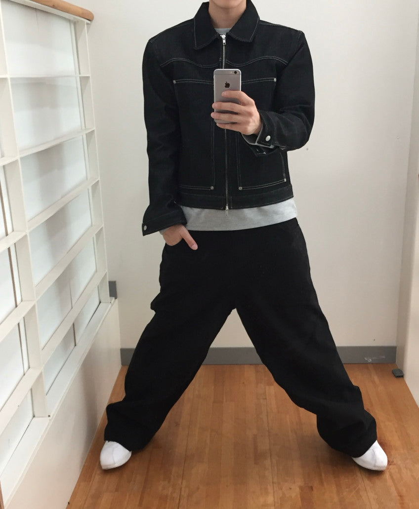 Non-Fade Denim Jacket BLACK worn