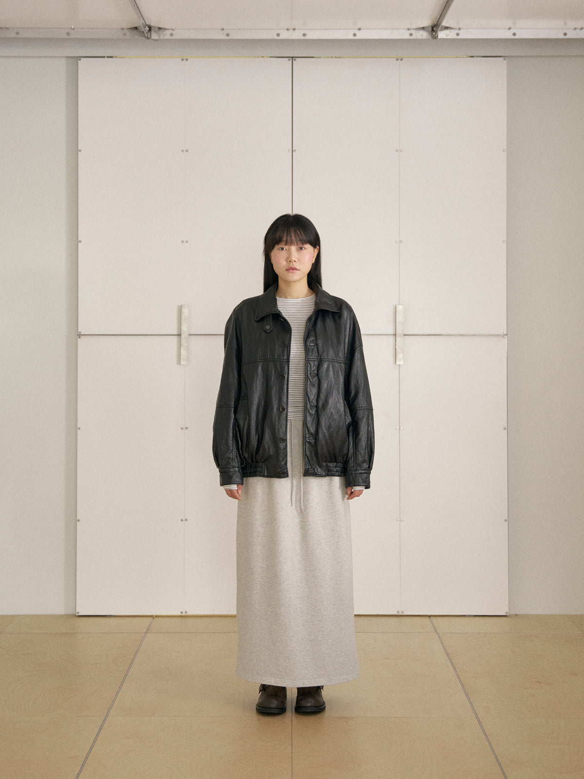 Center Slit Sweat Skirt - Light Gray 10