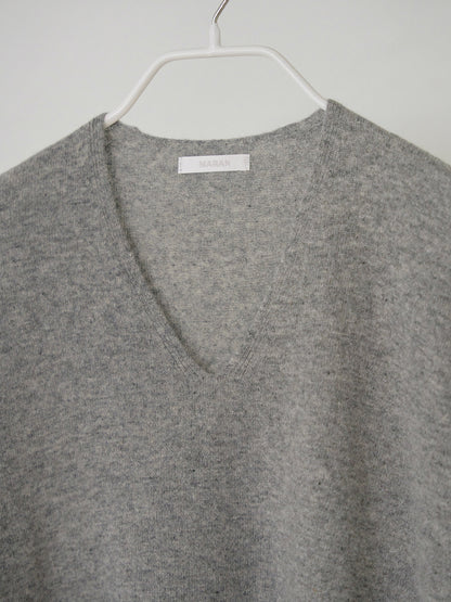 Cashmere Blend V-neck Pullover - Gray 7