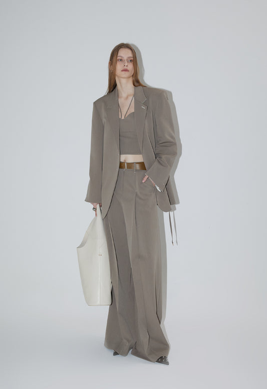 Ava Tailed Oversized Jacket-GRAY