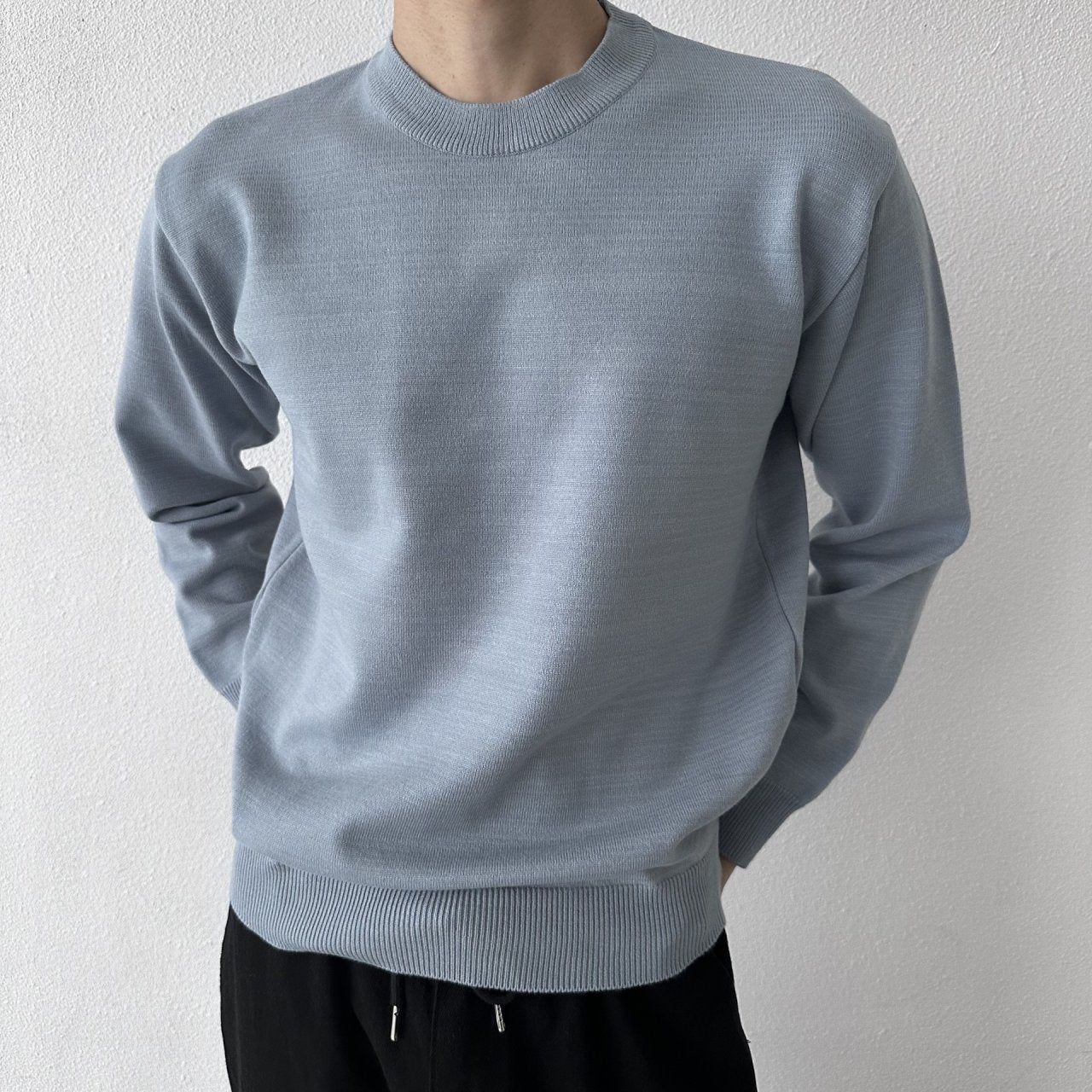 クリーンラウンドニット DUSTY BLUE 1