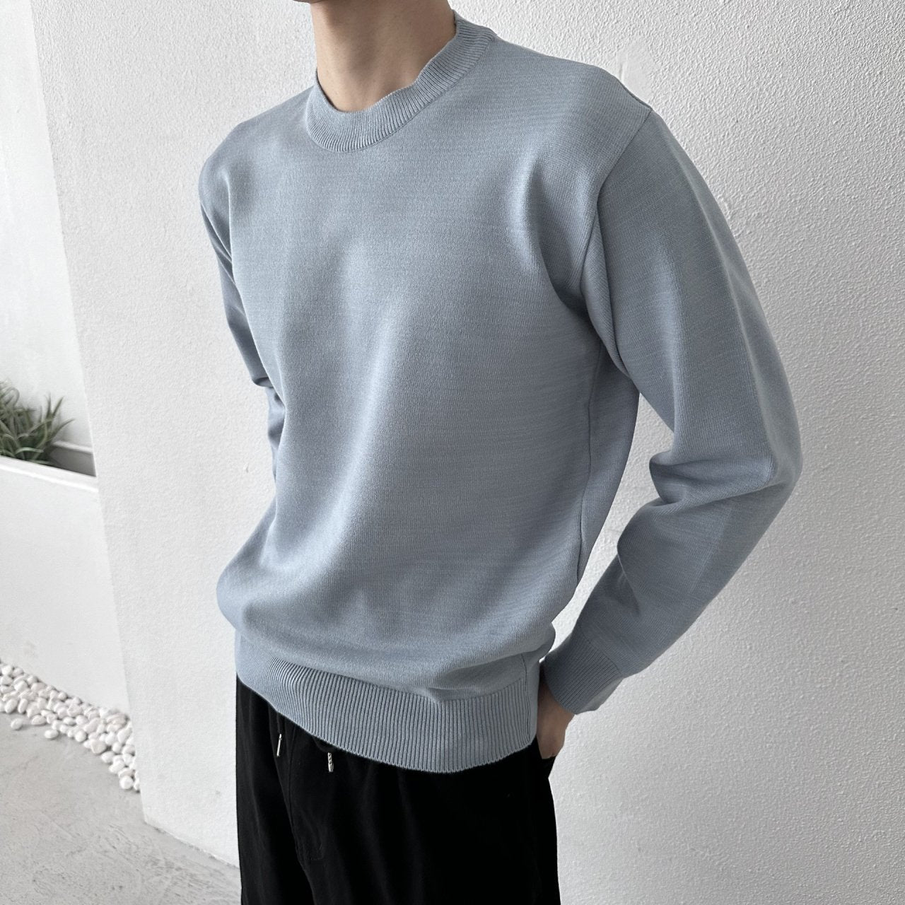 クリーンラウンドニット DUSTY BLUE 2