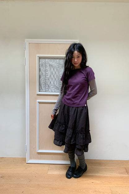 FLORAL LABEL LAYERED T-SHIRT, PURPLE