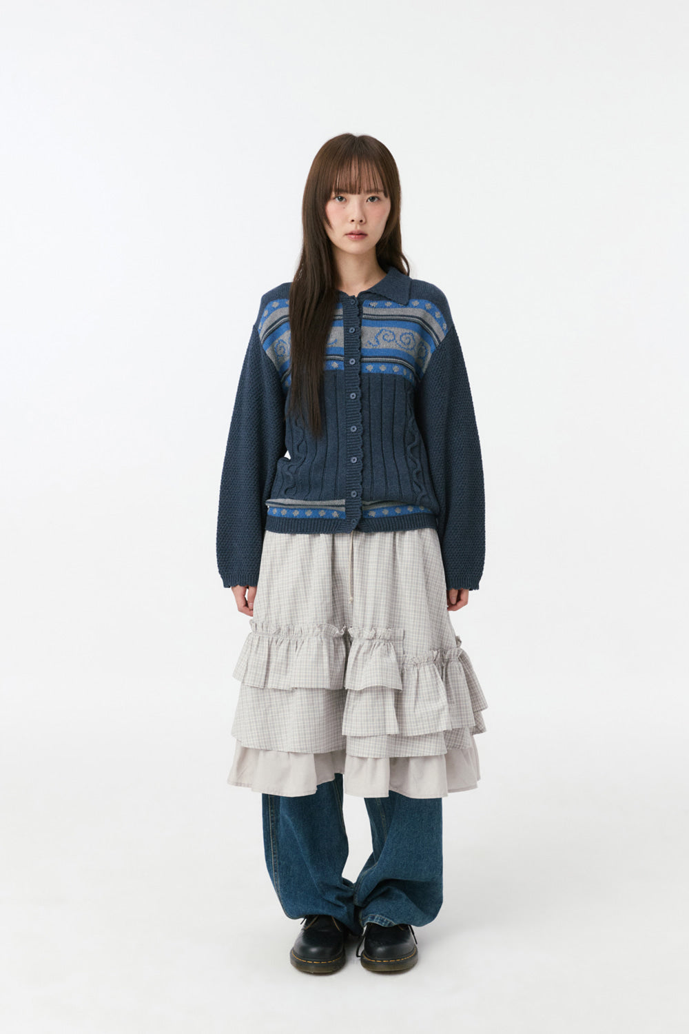 SNAIL GRAPHIC KNIT CARDIGAN, NAVY