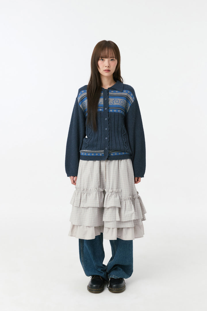 SNAIL GRAPHIC KNIT CARDIGAN, NAVY